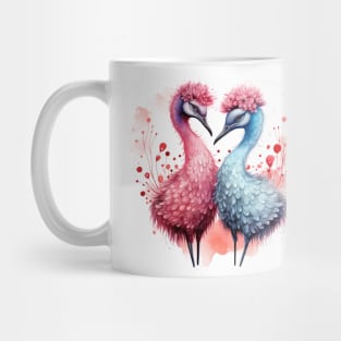 Valentine Kissing Emu Bird Couple Mug